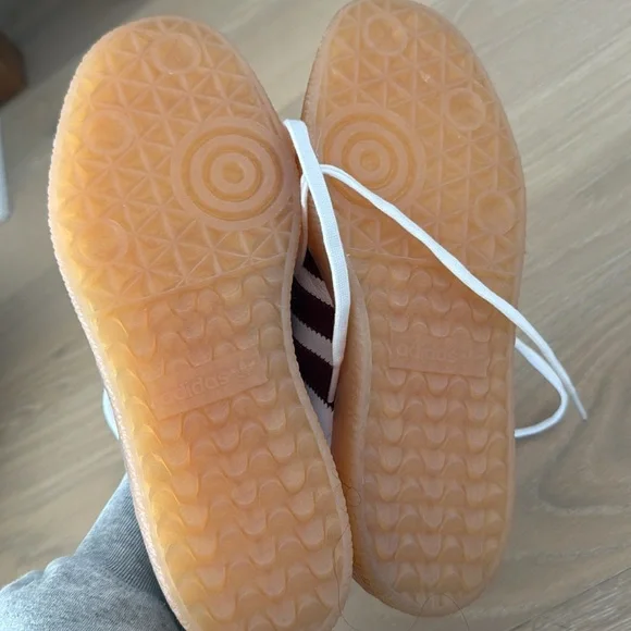 adidas White Sneakers with Maroon Stripes and Gum Sole — Clean Retro Style - Picture 5 of 5